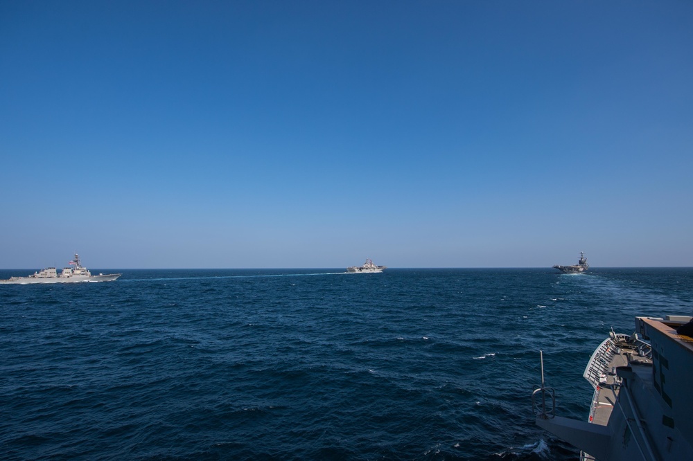 The guided-missile destroyer USS Decatur (DDG 73), he amphibious assault ship USS Essex (LHD 2), the aircraft carrier USS John C. Stennis (CVN 74)