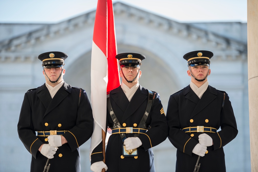 Air Chief Mashal Hadi Tjahjanto, Commander-in-Chief, Indonesian Armed Forces, Participates in an Armed Forces Full Honors Wreath-Laying Ceremony at the Tomb of the Unknown Soldier