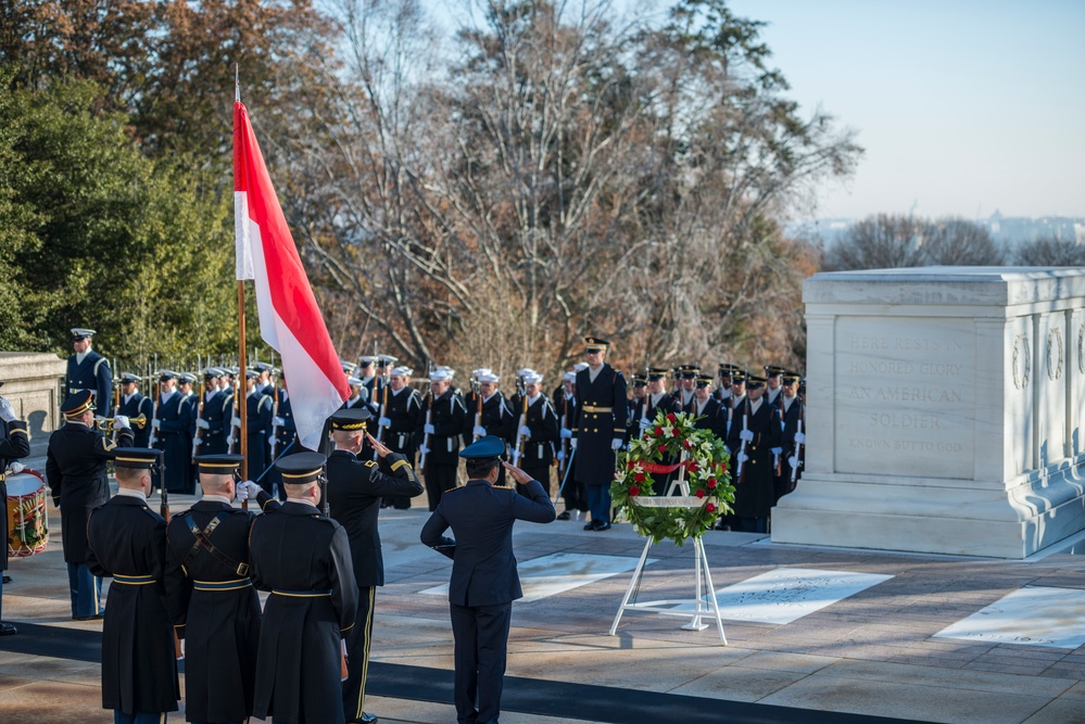 Air Chief Mashal Hadi Tjahjanto, Commander-in-Chief, Indonesian Armed Forces, Participates in an Armed Forces Full Honors Wreath-Laying Ceremony at the Tomb of the Unknown Soldier