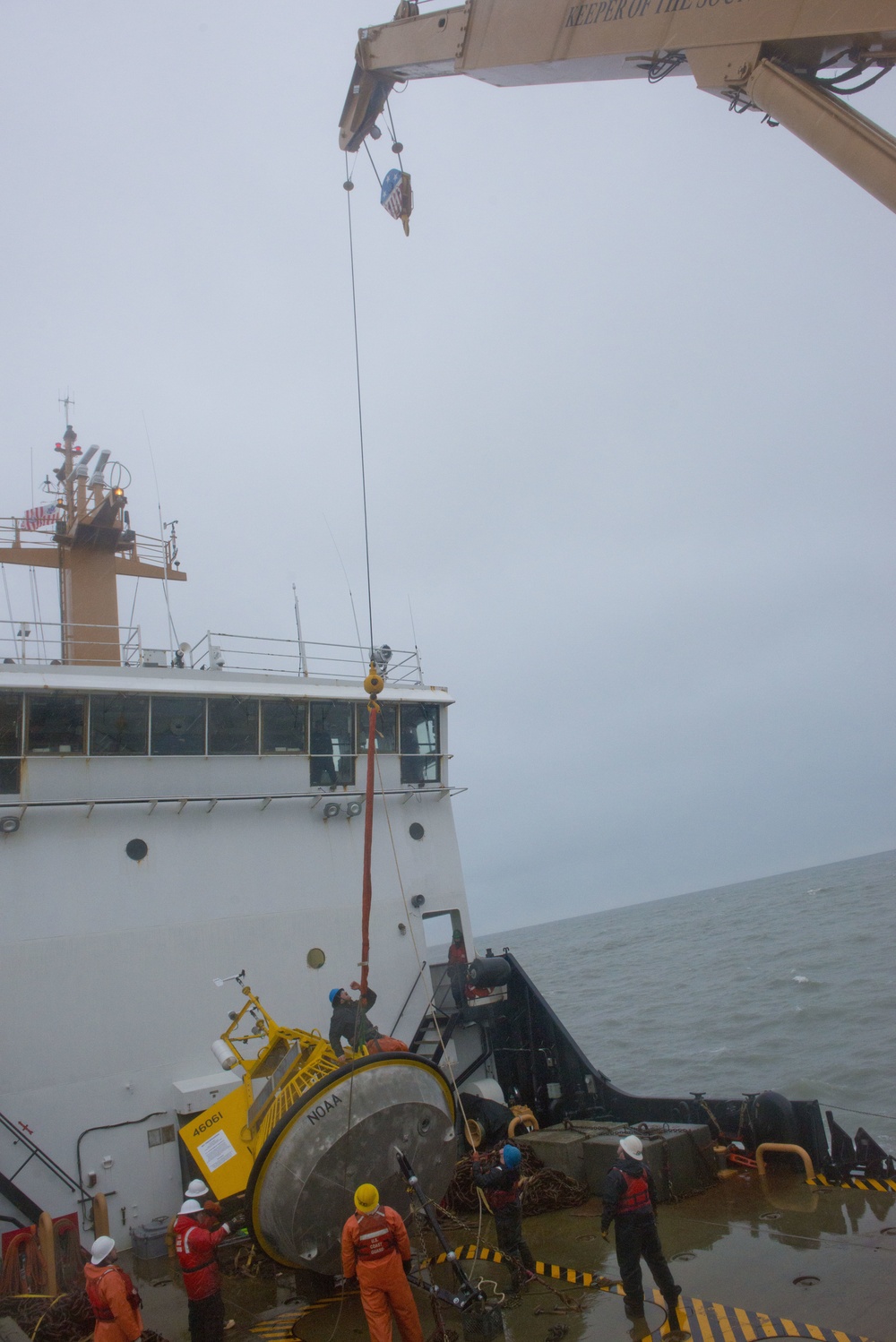 Coast Guard launches NOAA weather buoy at Hinchinbrook Entrance to Prince William Sound, Alaska