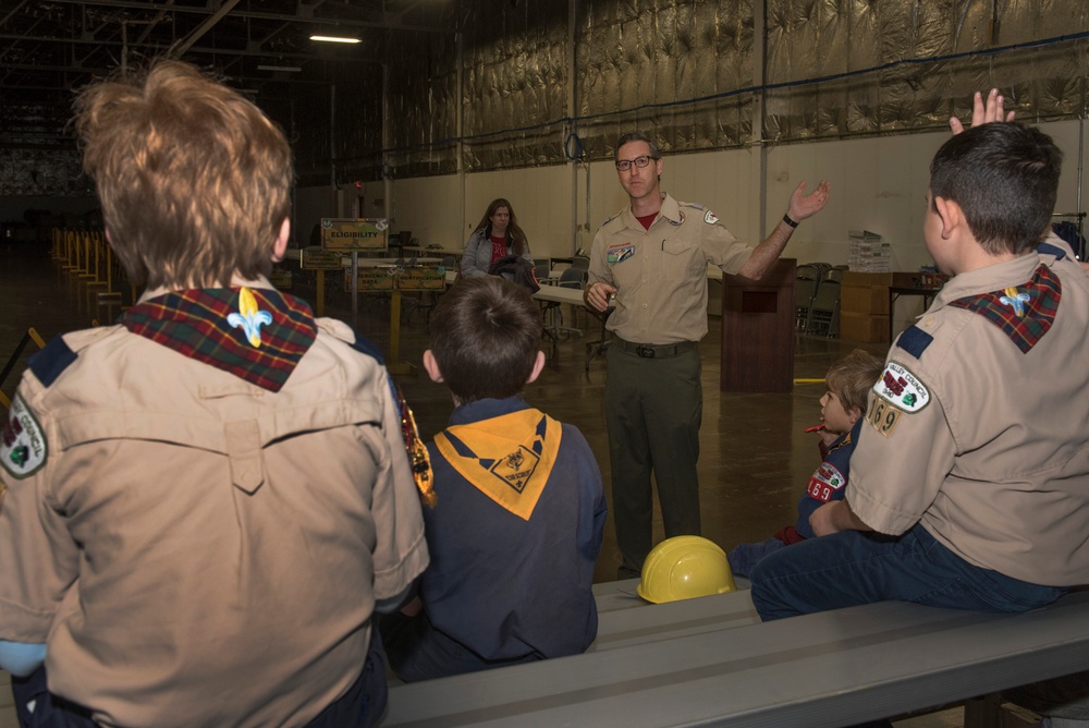 Miami Valley Boy Scouts deliver popcorn donation to Wright-Patt