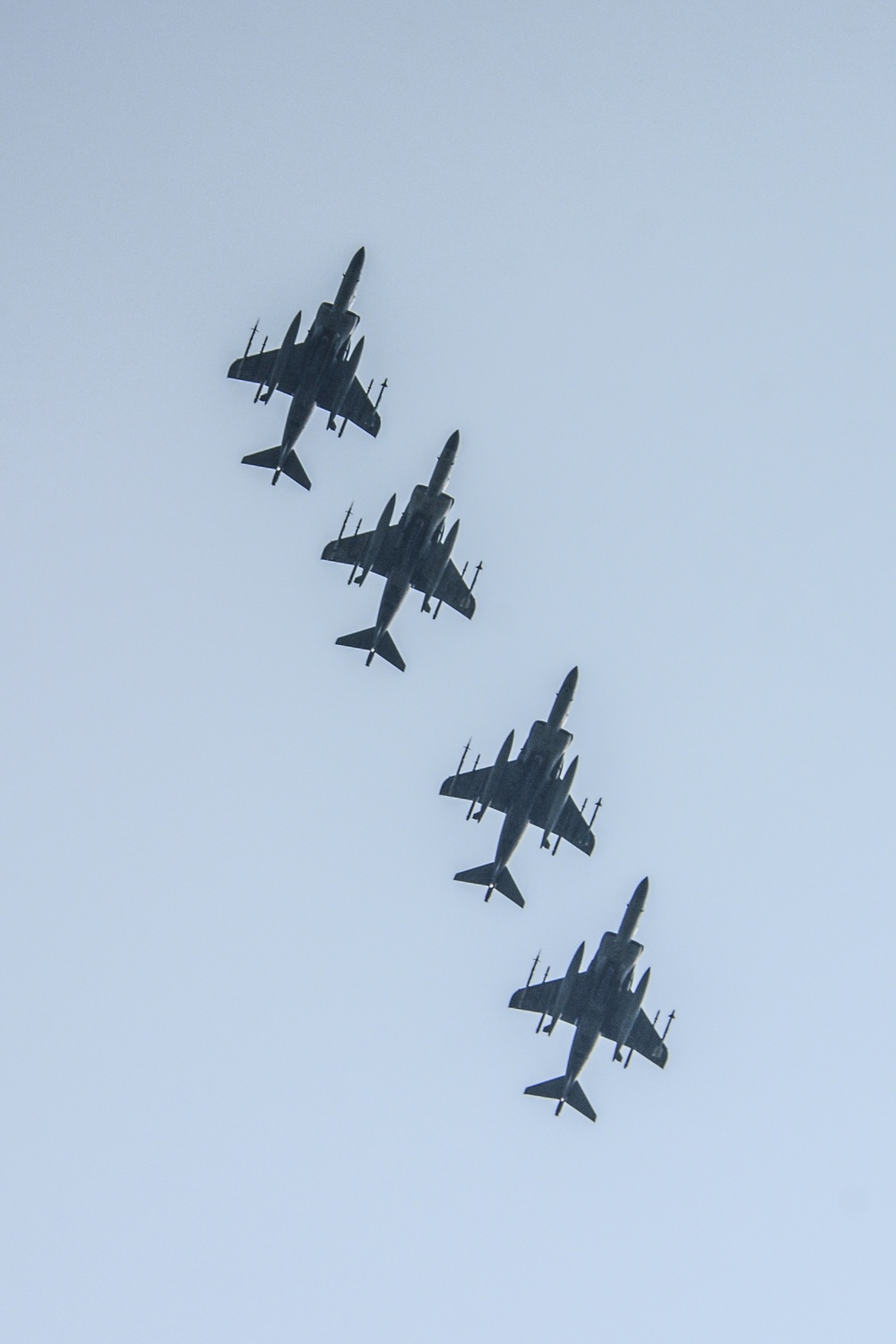 AV-8B Harrier IIs fly in formation