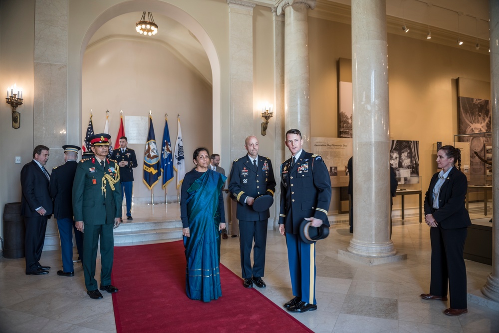 Defense Minister of India Nirmala Sitharaman Participates in an Army Special Honors Wreath-Laying Ceremony at the Tomb of the Unknown Soldier