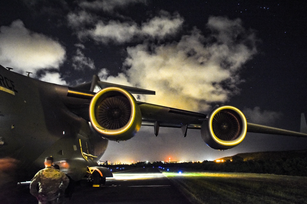 !72nd Air Wing C17 glowing in the night