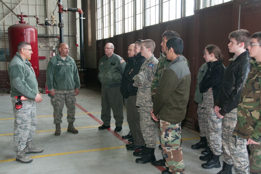 Civil Air Patrol Aerospace Education cadets receive up-close exposure to 192nd Fighter Wing aircraft