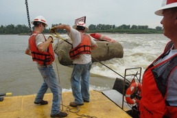 Raising the wicket dam at Lock and Dam 52 in Brookport, Illinois.