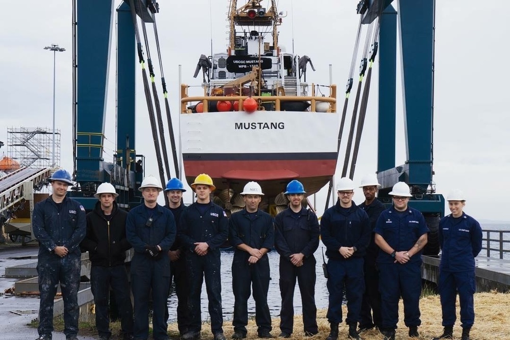 Coast Guard Cutter Mustang crew prepares to re-float cutter