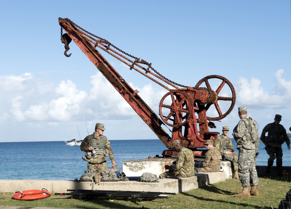 Soldier take a rest cycle overlooking the ocean during Caribbean Thunder