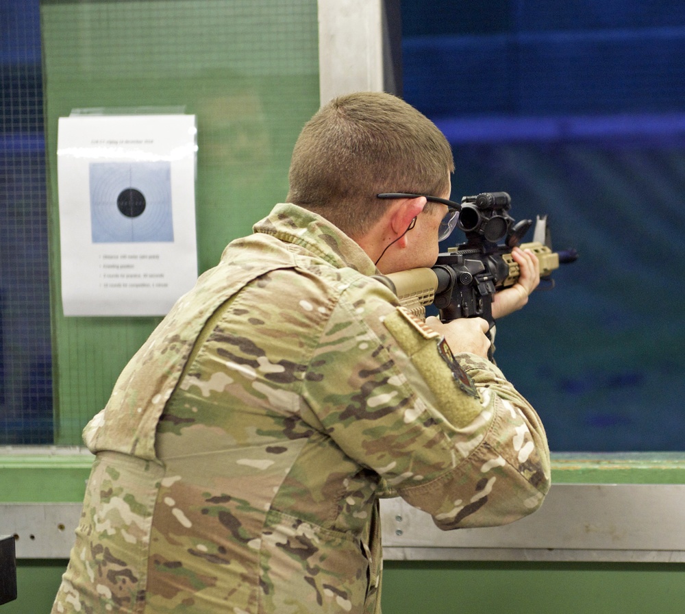 Staff Sgt. Brendan Richmond competes in the rifle competition