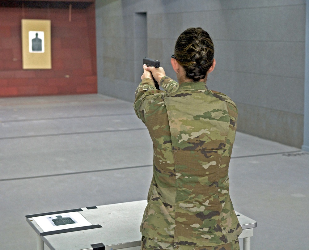 Tech. Sgt. Jessica Rayl shooting at the 2018 Royal Netherlands Marine Corps Shooting Competition