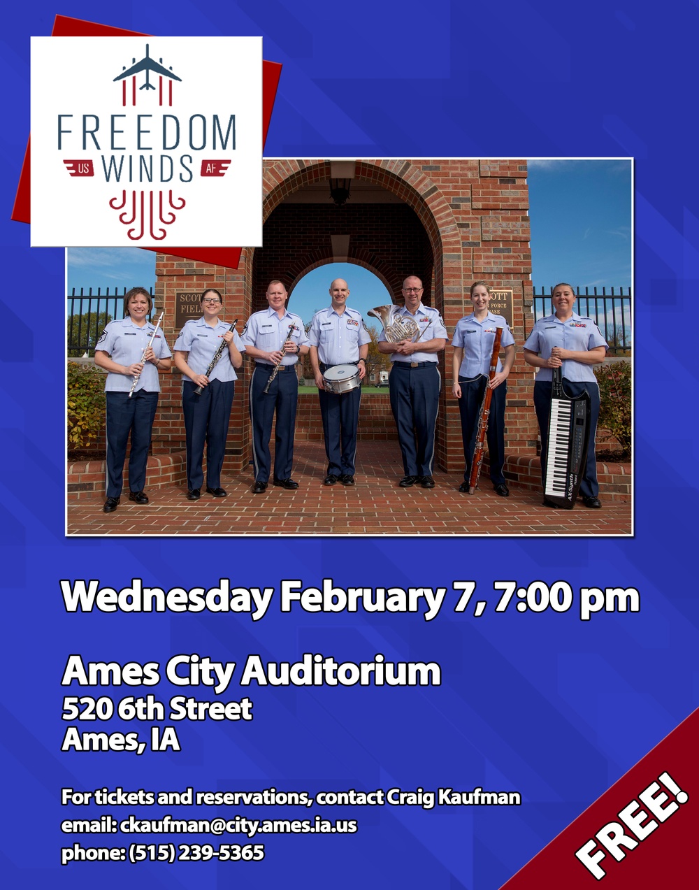 Flyer for Freedom Winds Performance in Ames, IA