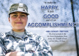 First Air Force woman to graduate from Fort Bliss Army Air Assualt School.
