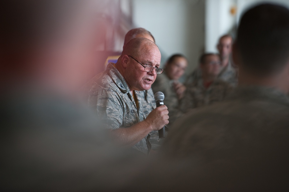 Speaking with the troops
