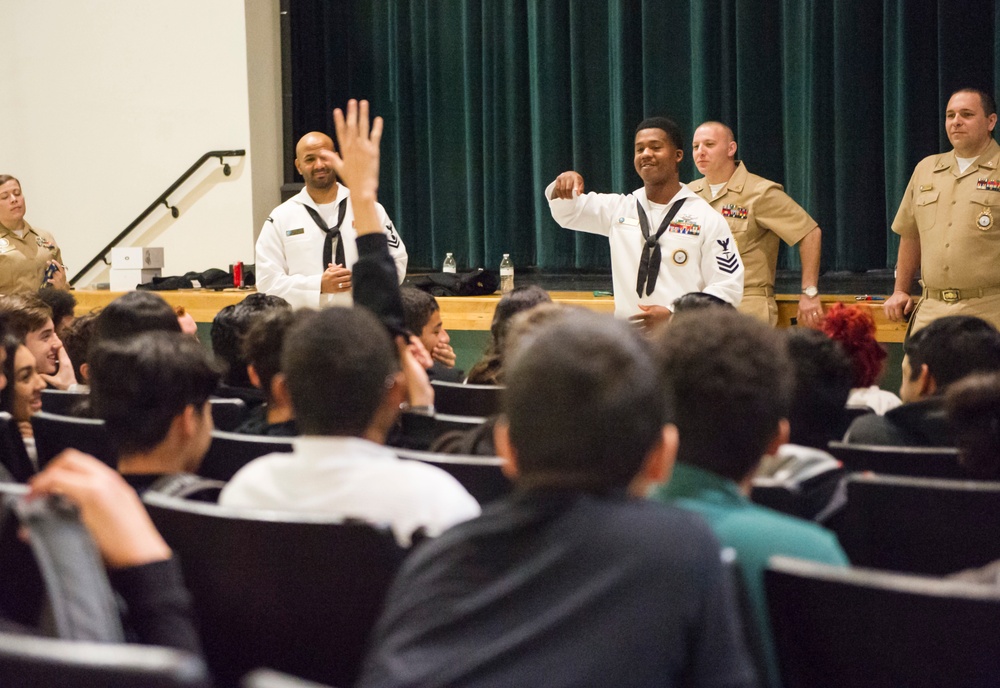 Navy Recruiters visit Felix Varela Senior High School