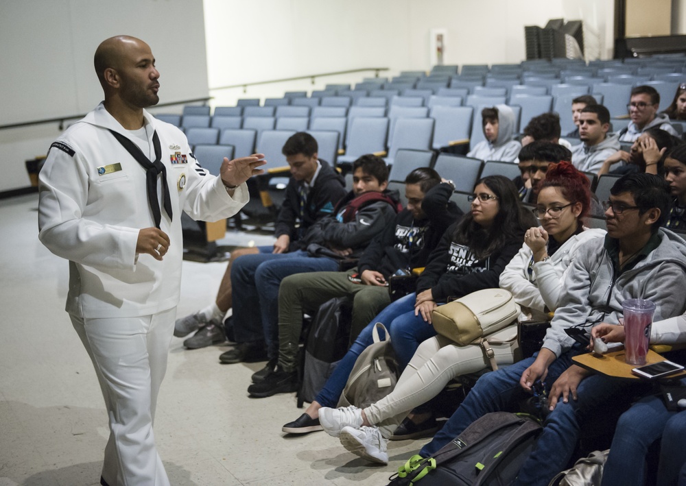 Navy Recruiters visit Felix Varela Senior High School