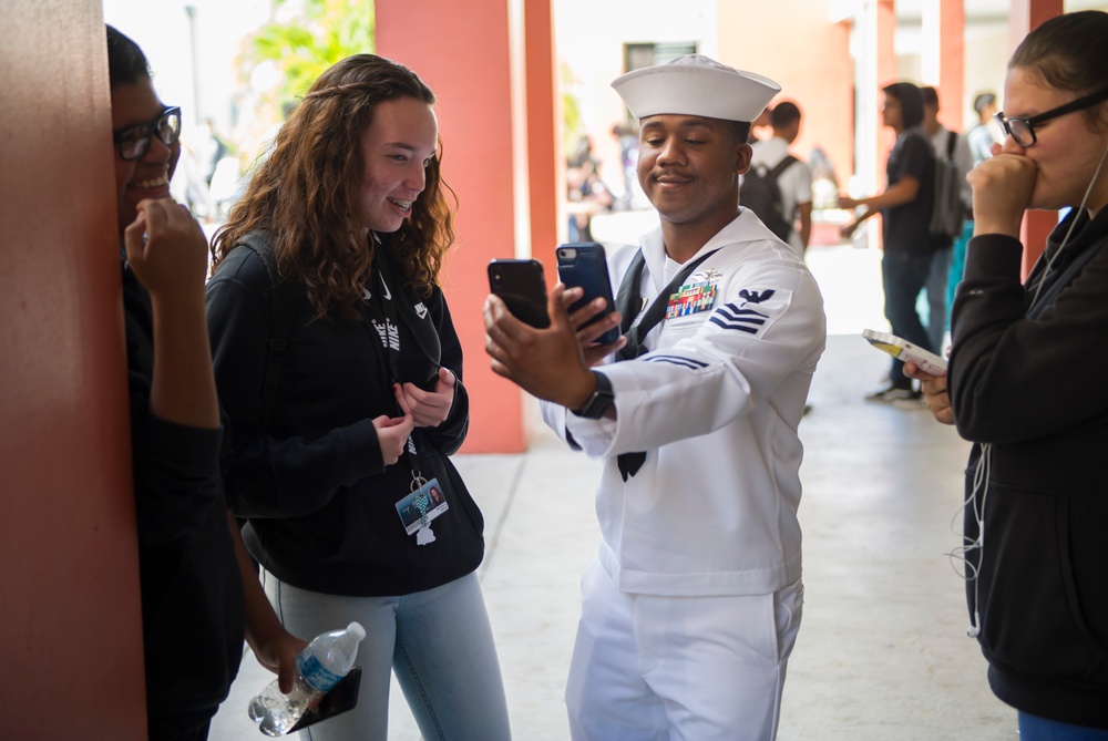 Navy Recruiters visit Felix Varela Senior High School