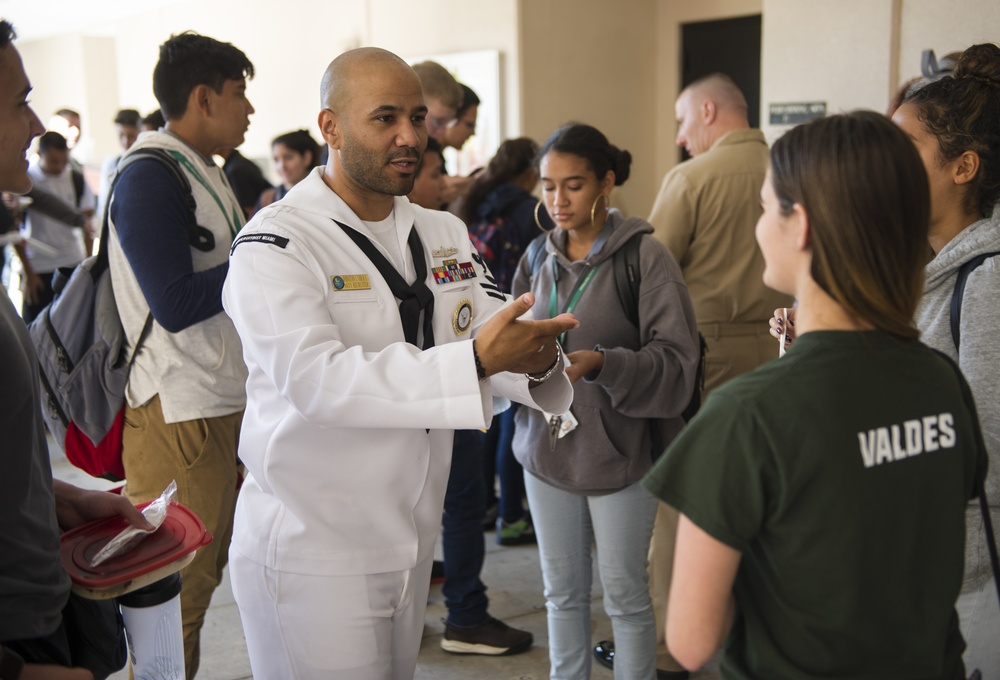 Navy Recruiters visit Felix Varela Senior High School