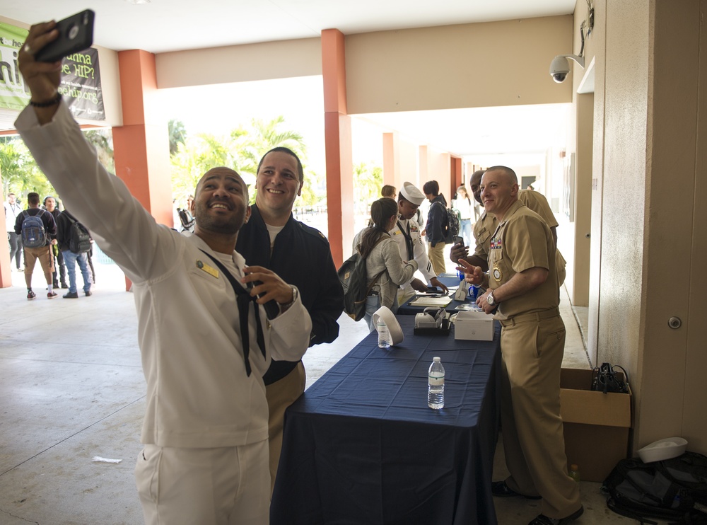 Navy Recruiters visit Felix Varela Senior High School