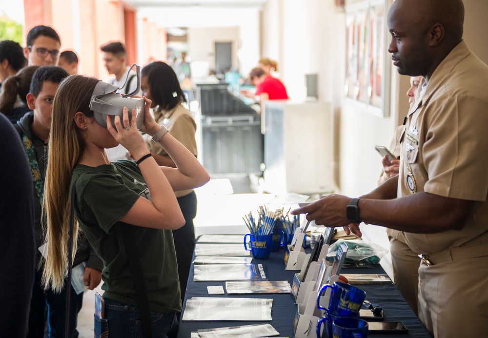 Navy Recruiters visit Felix Varela Senior High School