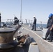 U.S. Navy Sailors drop the anchor aboard the guided-missile destroyer USS Spruance (DDG 111) off the coast of Duqm, Oman