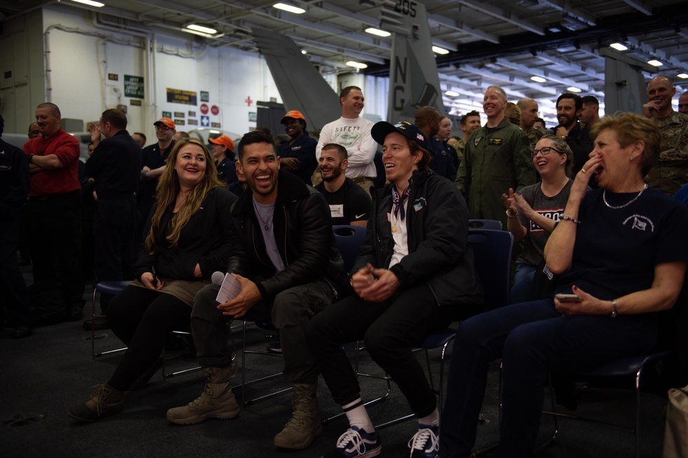 USO tour visits the aircraft carrier USS John C. Stennis (CVN 74)