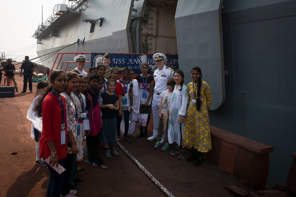 Students from St. Joseph's College for Women tour USS Anchorage