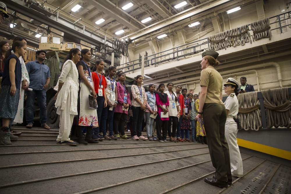 Students from St. Joseph's College for Women tour USS Anchorage