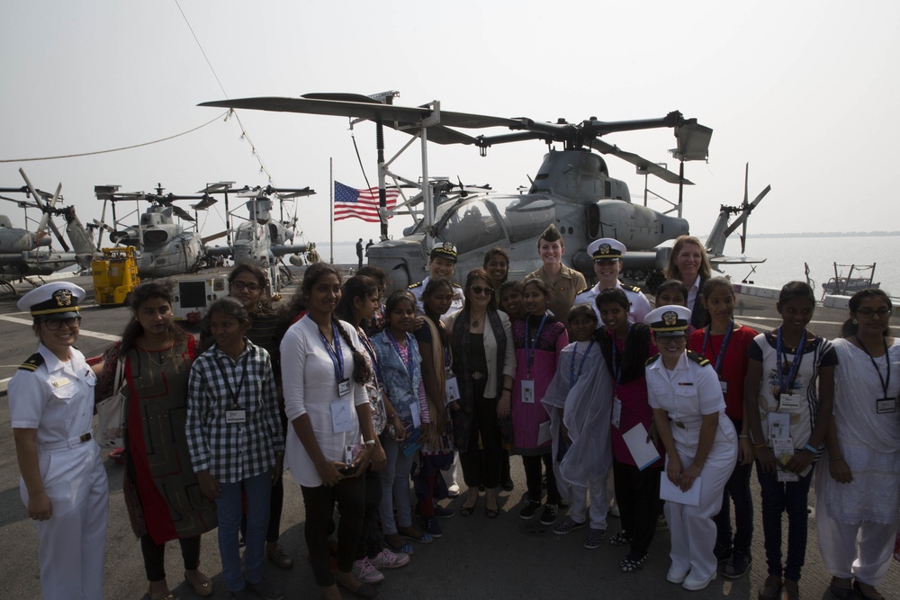 Students from St. Joseph's College for Women tour USS Anchorage