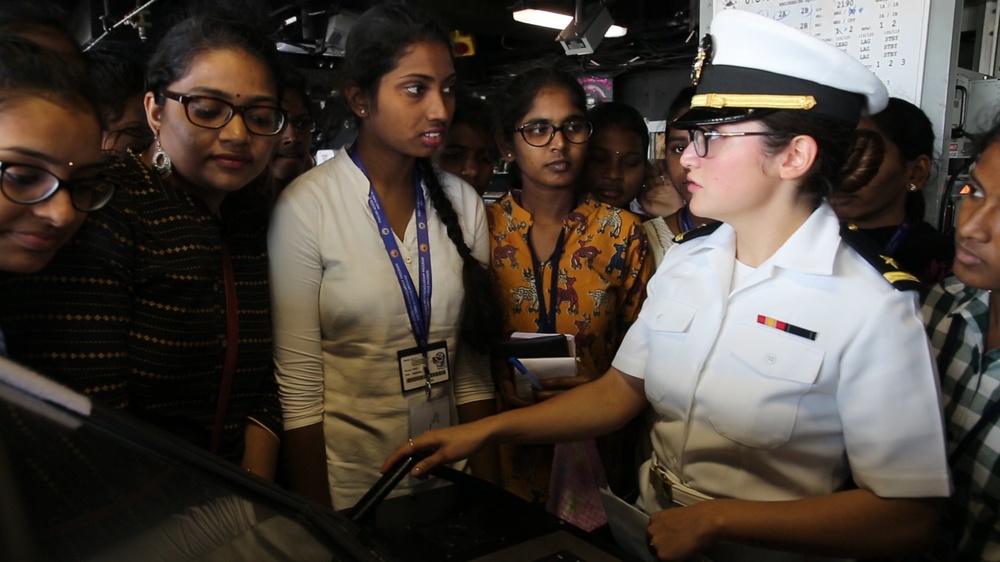 Students from St. Joseph's College for Women tour USS Anchorage