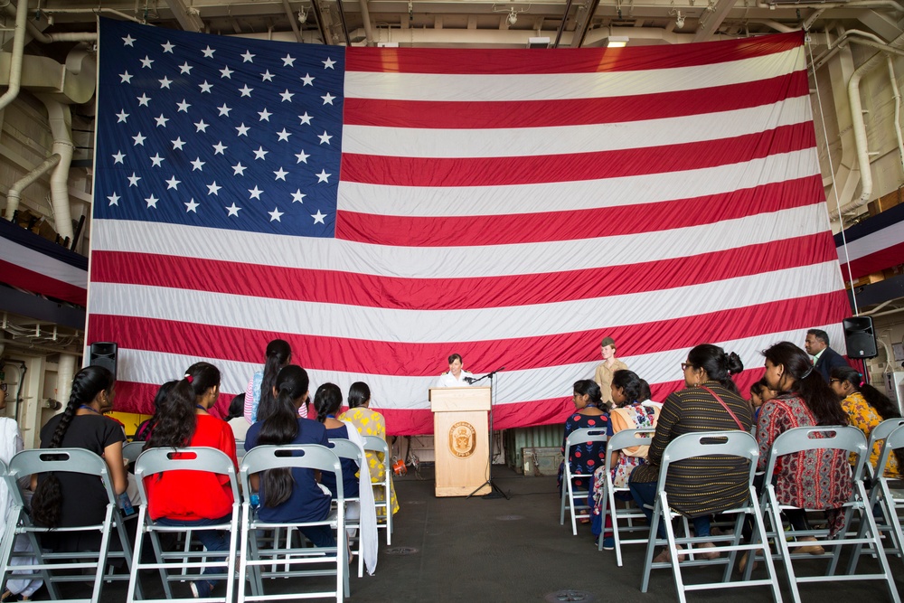 Students from St. Joseph's College for Women tour USS Anchorage