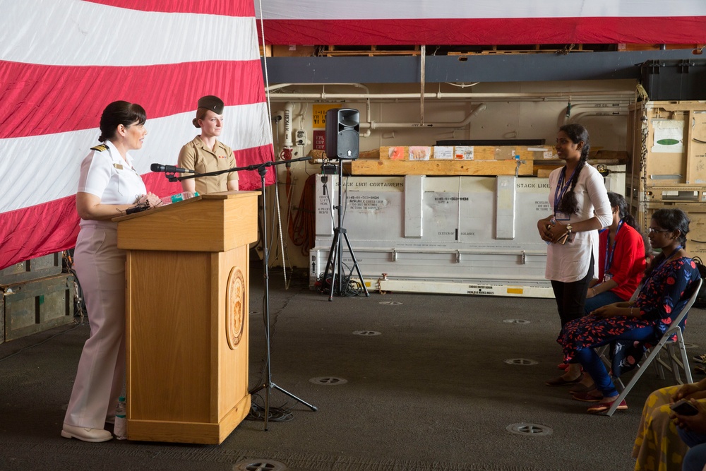 Students from St. Joseph's College for Women tour USS Anchorage