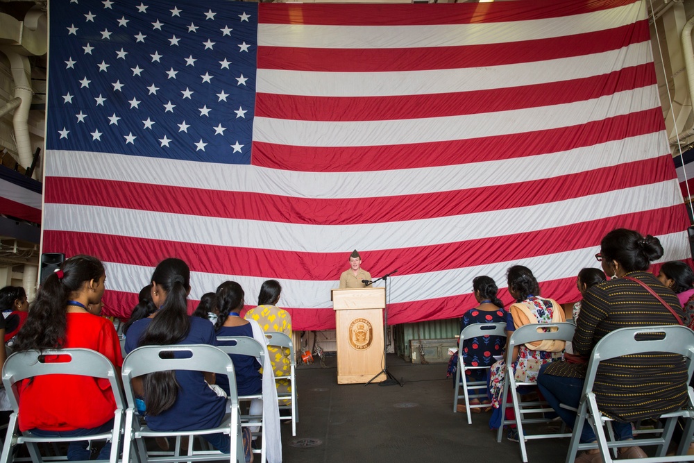 Students from St. Joseph's College for Women tour USS Anchorage