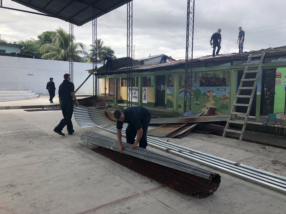 Coast Guard Cutter Mohawk crewmembers restore a local  Guatemalan K-12 community during a 42-day patrol