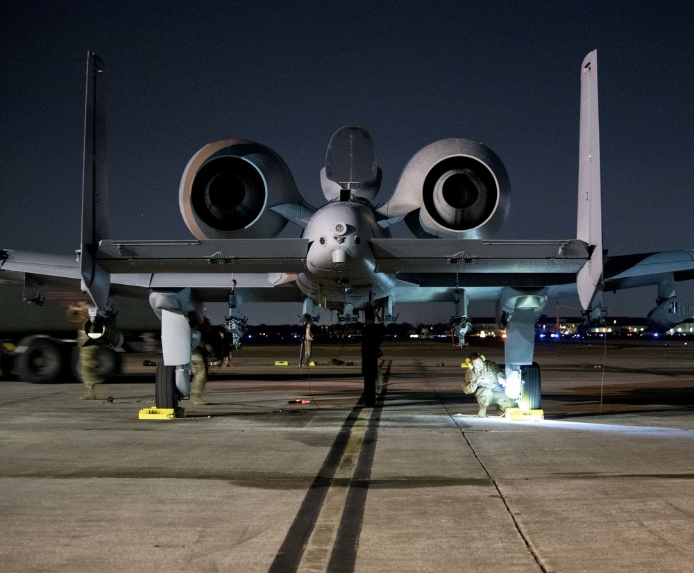 Blacksnakes perform post-flight inspection on A-10C Thunderbolt  II