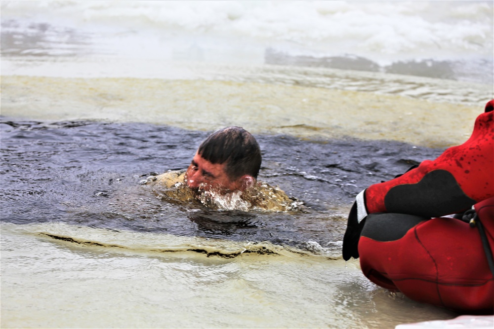 Cold-water immersion training by CWOC students at Fort McCoy