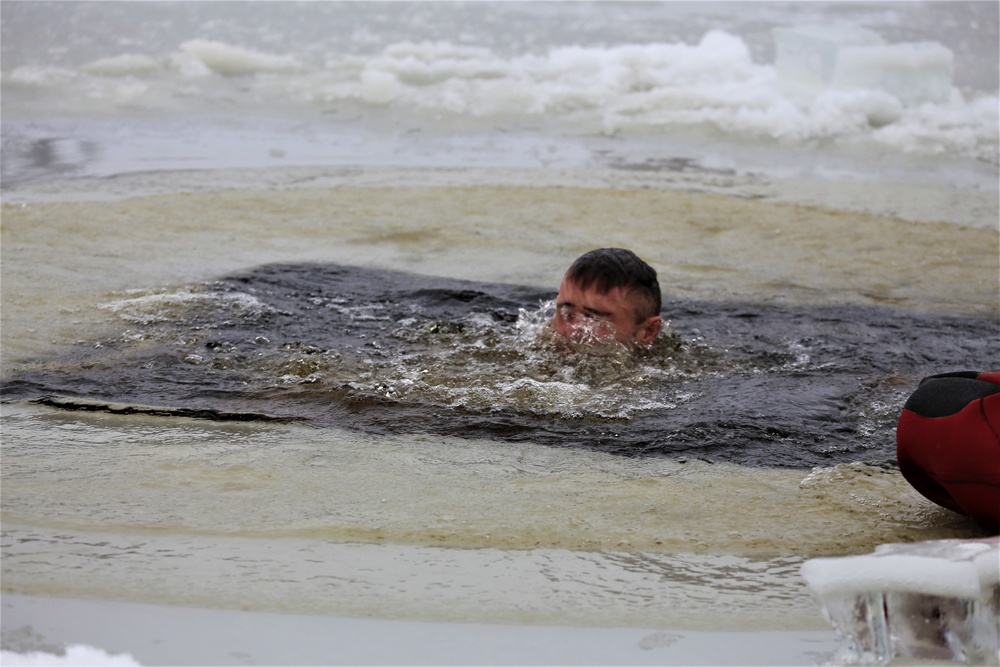 Cold-water immersion training by CWOC students at Fort McCoy