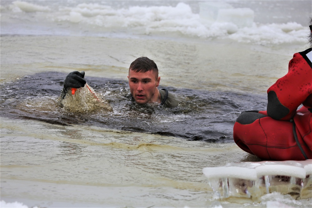 Cold-water immersion training by CWOC students at Fort McCoy