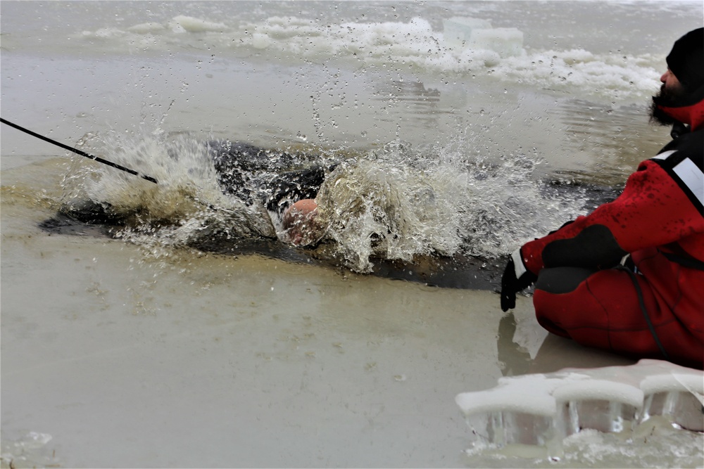 Cold-water immersion training by CWOC students at Fort McCoy