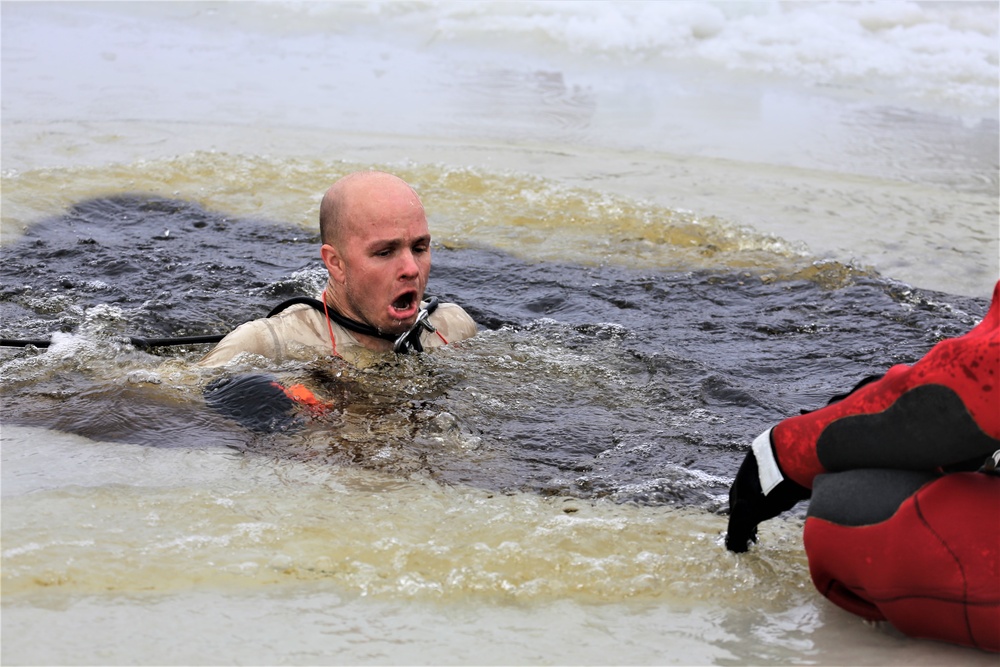 Cold-water immersion training by CWOC students at Fort McCoy