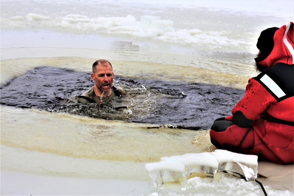 Cold-water immersion training by CWOC students at Fort McCoy