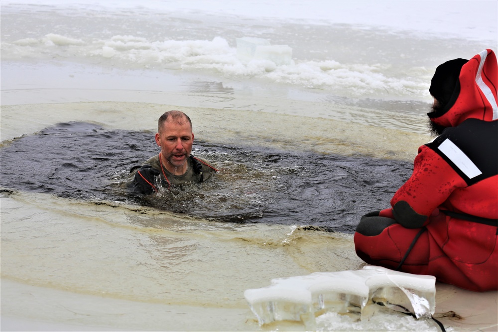 Cold-water immersion training by CWOC students at Fort McCoy