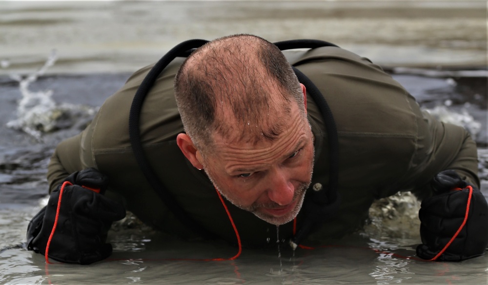 Cold-water immersion training by CWOC students at Fort McCoy