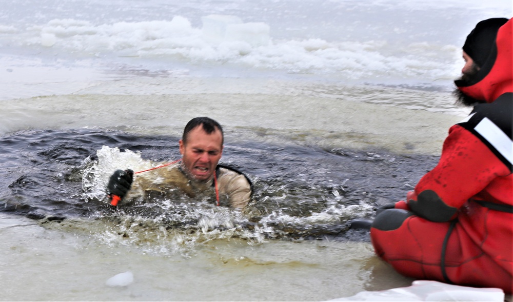 Cold-water immersion training by CWOC students at Fort McCoy