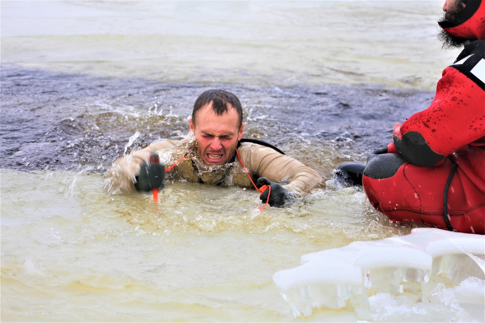 Cold-water immersion training by CWOC students at Fort McCoy