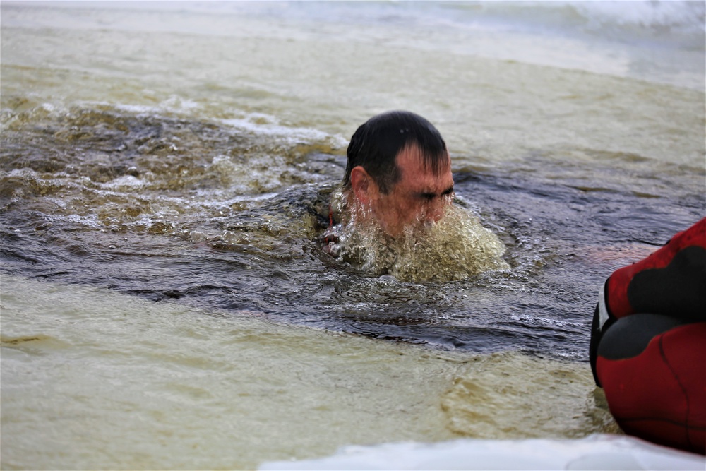 Cold-water immersion training by CWOC students at Fort McCoy