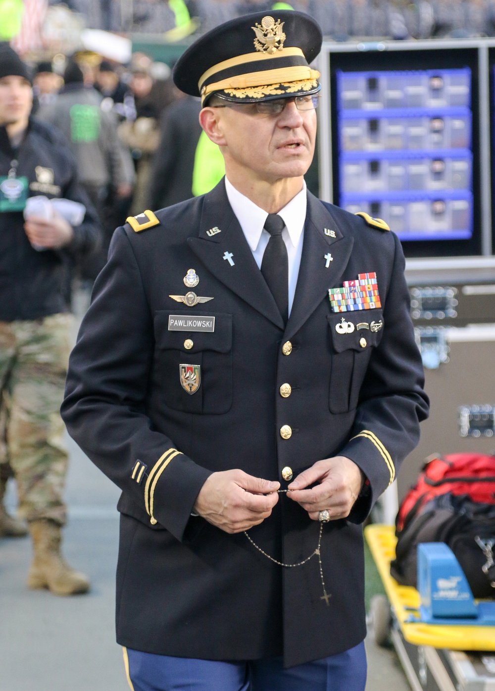 USMA Chaplain prays during Army-Navy Game