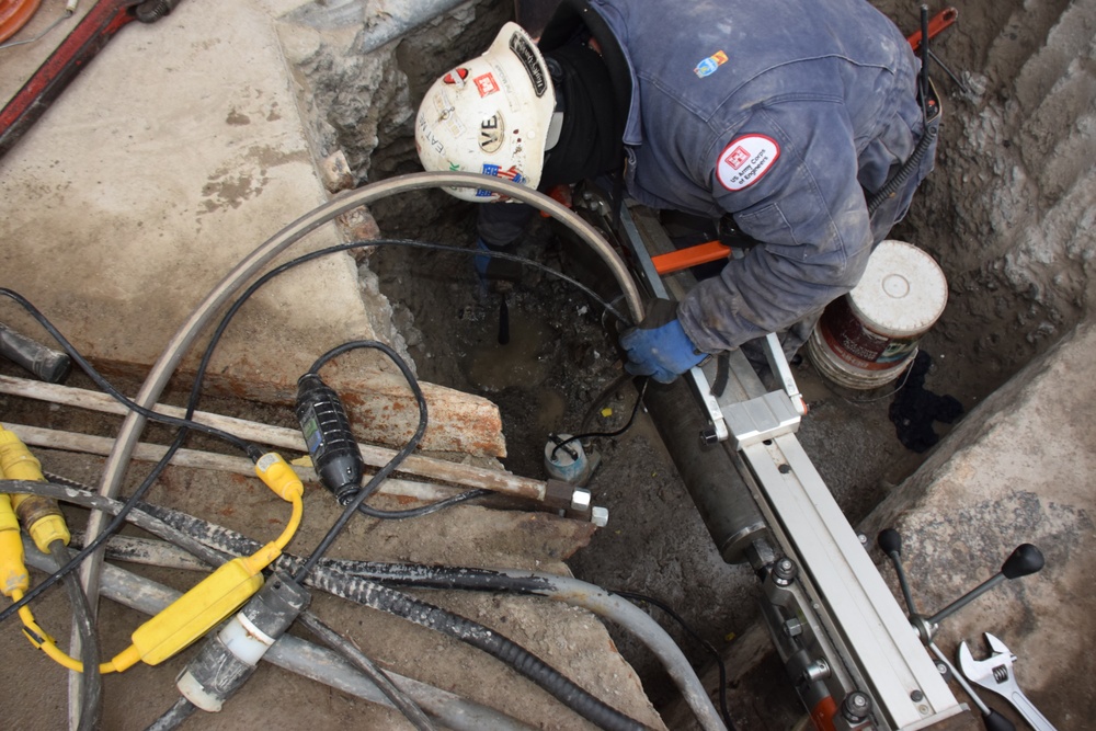 USACE Black Rock Lock employee drills through concrete