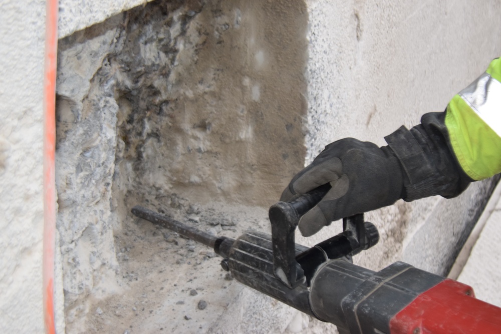 Drilling through concrete