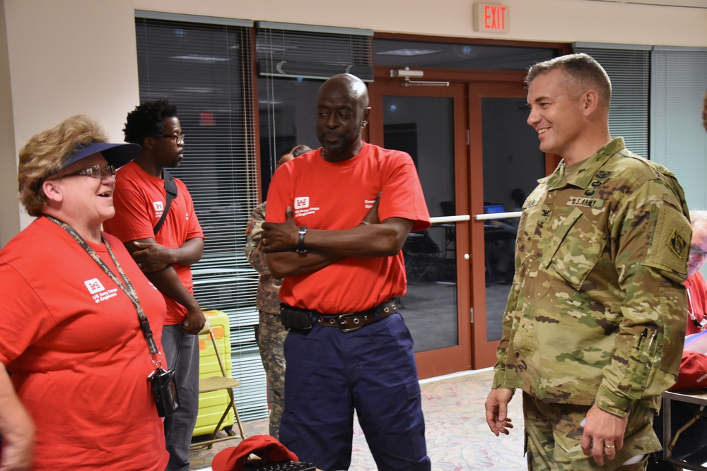 South Atlantic Division, Forward, Deputy Commander Col. Don Ollar, meets with Task Force VICE staff