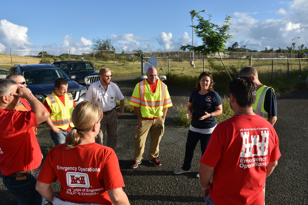 Critical Incident Stress Management team members meet the temporary emergency power team